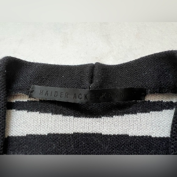 Haider Ackermann Black Wool Silk Blend Longline Open-Front Cardigan Sweater S - Picture 6 of 7